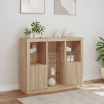 vidaXL Buffets avec lumières LED 3 Pièces chêne sonoma bois d'ingénierie
