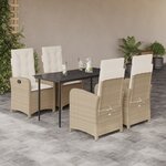 vidaXL Ensemble à manger de jardin avec coussins 5Pièces Beige poly rotin