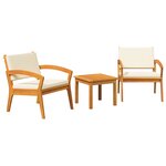 vidaXL Ensemble Bistro 3 pièces avec coussins - Bois d'acacia massif