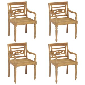 vidaXL Chaises Batavia 4 Pièces Bois de teck solide