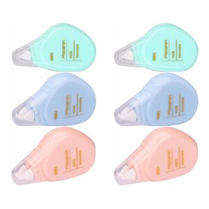 Roller correcteur Macaron 5mm×5m avec capuchon coloris aléatoire pastel x 6 DELI