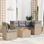 vidaXL Salon de jardin avec coussins 6 Pièces beige résine tressée