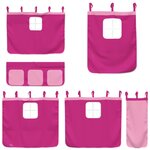 vidaXL Lit mezzanine enfants et rideaux rose 80x200cm bois pin massif