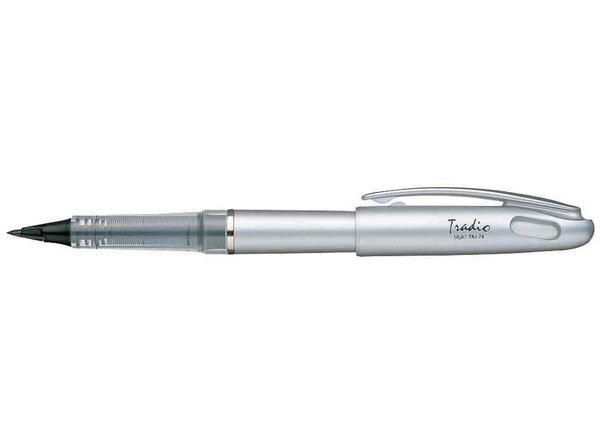 Feutre plume Tradio TRJ74 corps gris Alu encre Noire x 12 PENTEL