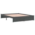 vidaXL Cadre de lit Gris Bois massif 135x190 cm Double