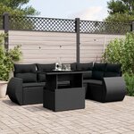 vidaXL Salon de jardin 6 Pièces avec coussins noir résine tressée