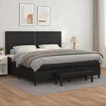vidaXL Sommier à lattes de lit avec matelas Noir 200x200 cm Similicuir