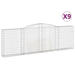 vidaXL Paniers à gabions arqués 9 Pièces 400x30x120/140 cm Fer galvanisé