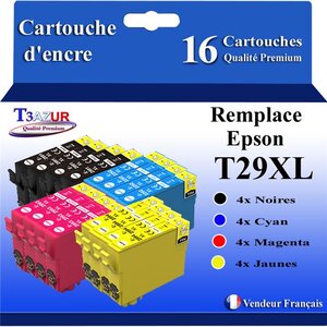 T3AZUR - 16x Cartouches compatibles avec Epson T2991 T2992 T2993 T2994 T29XL