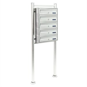 Bloc 5 boite aux lettres sur pied de support 5 compartiments superposé acier inoxydable