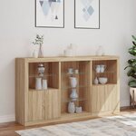 vidaXL Buffet avec lumières LED chêne sonoma 181 5x37x100 cm