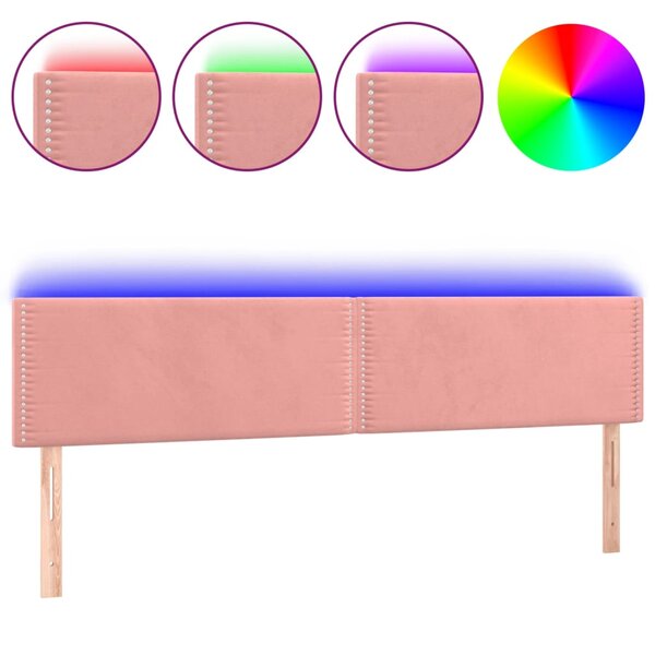 vidaXL Tête de lit à LED Rose 180x5x78/88 cm Velours