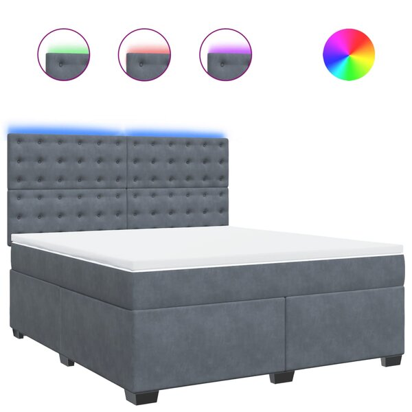 vidaXL Sommier à lattes de lit et matelas Gris foncé 180x200cm Velours