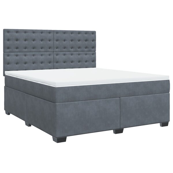 vidaXL Sommier à lattes de lit et matelas Gris foncé 180x200cm Velours