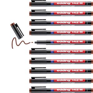 Feutre Permanent 142M Marron Pointe Moyenne 1 mm x 10 EDDING