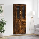 vidaXL Buffet haut Chêne fumé 69 5x34x180 cm Bois d'ingénierie