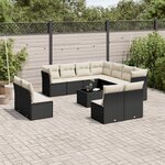 vidaXL Salon de jardin 12 Pièces avec coussins noir résine tressée