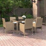 vidaXL Ensemble à Manger de jardin 7Pièces Résine tressée et verre trempé