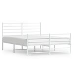vidaXL Cadre de lit métal avec tête de lit/pied de lit blanc 135x190cm