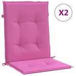 vidaXL Coussins de chaise à dossier bas lot de 2 rose tissu