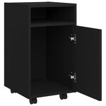vidaXL Armoire latérale avec roues Noir 33x38x60 cm Bois d’ingénierie