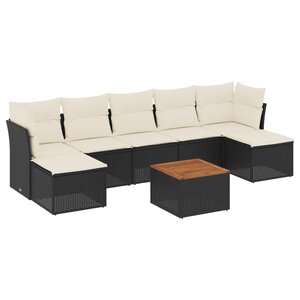 vidaXL Salon de jardin 8 Pièces avec coussins noir résine tressée