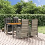 vidaXL Ensemble à manger de jardin 5 Pièces coussins gris résine tressée