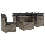 vidaXL Salon de jardin 6 Pièces avec coussins gris résine tressée
