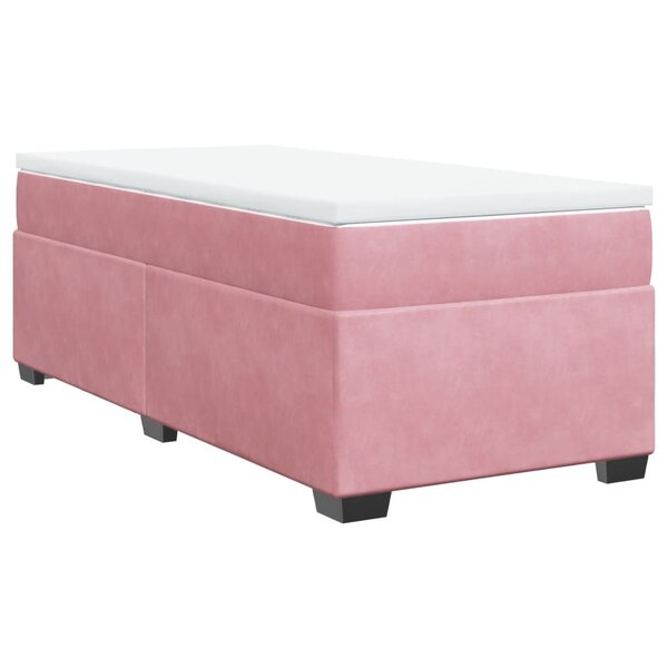 vidaXL Sommier à lattes de lit avec matelas Rose 100x200 cm Velours