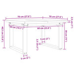 vidaXL Table basse cadre en O 70x70x40 5cm bois de pin massif et fonte