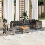 vidaXL Salon de jardin avec coussins 7 Pièces gris résine tressée