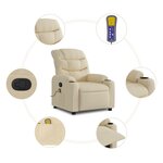 vidaXL Fauteuil de massage inclinable Crème Tissu