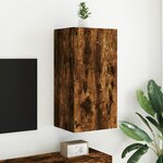 vidaXL Meuble TV mural avec lumières LED chêne fumé 40 5x35x80 cm