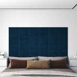 vidaXL Panneaux muraux 12 Pièces Bleu 30x15 cm Velours 0 54 m²