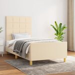 vidaXL Cadre de lit avec tête de lit Crème 100x200 cm Tissu