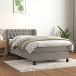 vidaXL Sommier à lattes de lit et matelas Gris clair 90x200 cm Velours