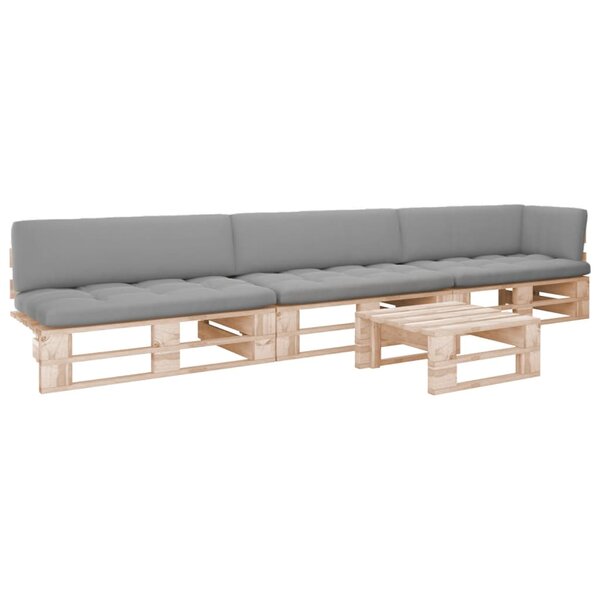 vidaXL Salon de jardin palette 4Pièces avec coussins Bois de pin imprégné