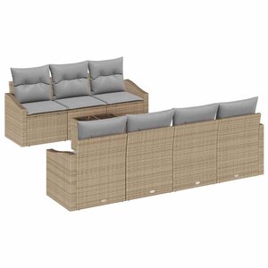 vidaXL Ensemble de Canapés 8 Pièces Beige et Gris clair polyrotin
