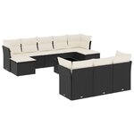 vidaXL Salon de jardin 11 Pièces avec coussins noir résine tressée