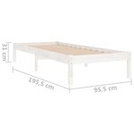 vidaXL Cadre de lit Blanc Bois massif 90x190 cm Simple