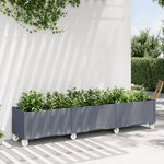 vidaXL Jardinière à roulettes gris 240x50x54 cm PP