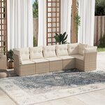 vidaXL Salon de jardin avec coussins 6 Pièces beige résine tressée