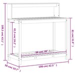 vidaXL Table de rempotage et étagères 108x50x109 5 cm bois massif pin