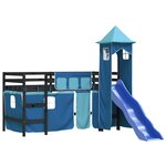 vidaXL Lit mezzanine enfants avec tour bleu 90x190 cm bois pin massif