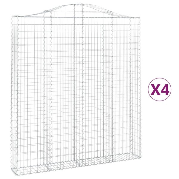 vidaXL Paniers à gabions arqués 4 Pièces 200x30x220/240 cm fer galvanisé