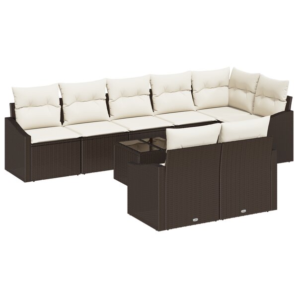 vidaXL Ensemble de salle à manger de jardin 8 pièces avec coussins gris en poly rattan