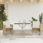 vidaXL Ensemble de bistro 3 Pièces avec coussins beige résine tressée