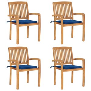vidaXL Chaises de jardin empilables avec coussins lot de 4 Teck solide