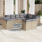 vidaXL Salon de jardin avec coussins 12 Pièces beige résine tressée