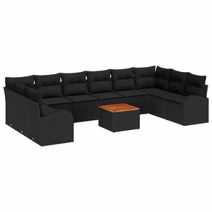 vidaXL Ensemble de canapé de jardin 11 Pièces Noir